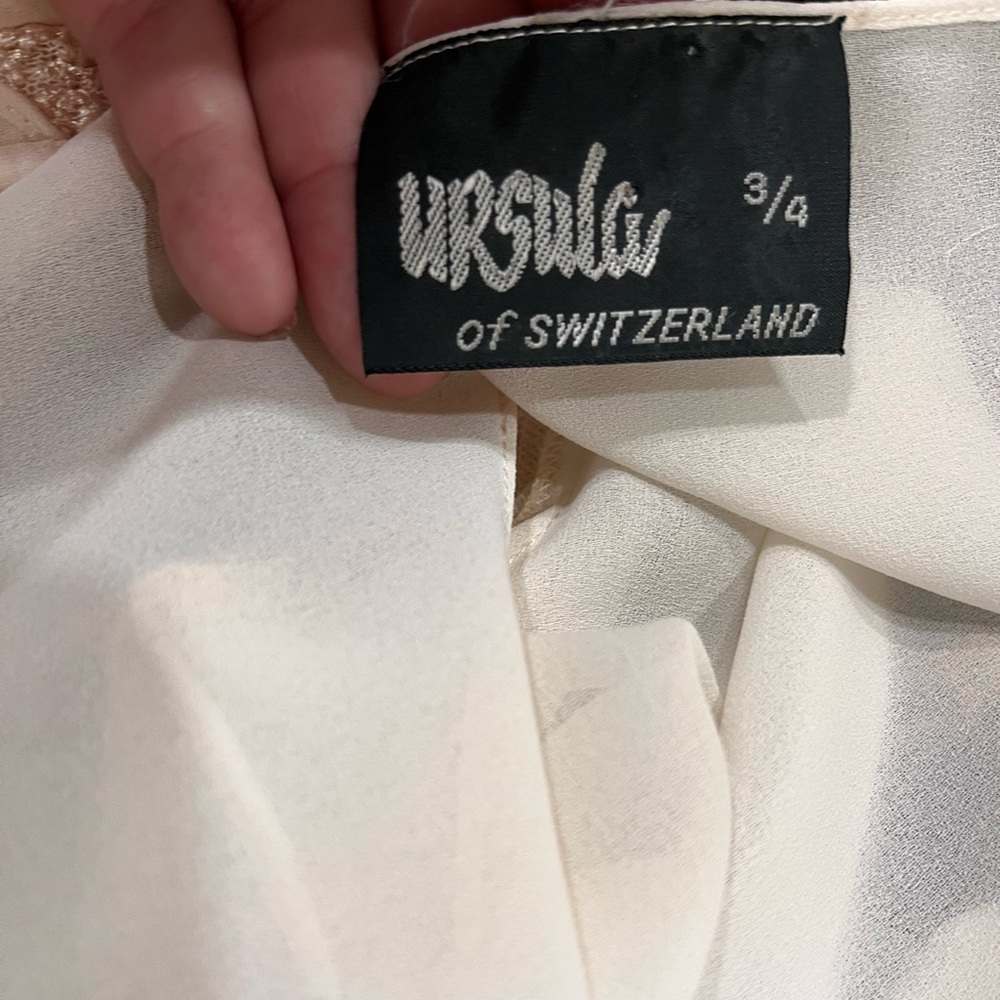 Chiffon dressy Ursula of Switzerland earthy two tone vintage 80s dress Ruffles - Picture 11 of 13